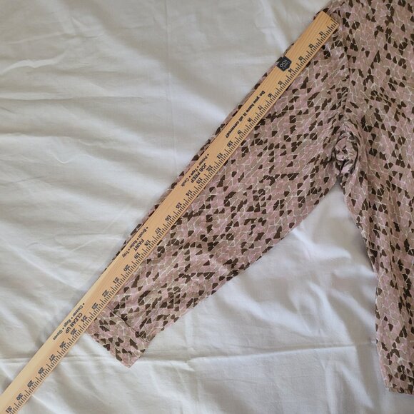 Liz & Co. Pink Tan Brown Womens Long Sleeve Button Blouse XL - Picture 14 of 15